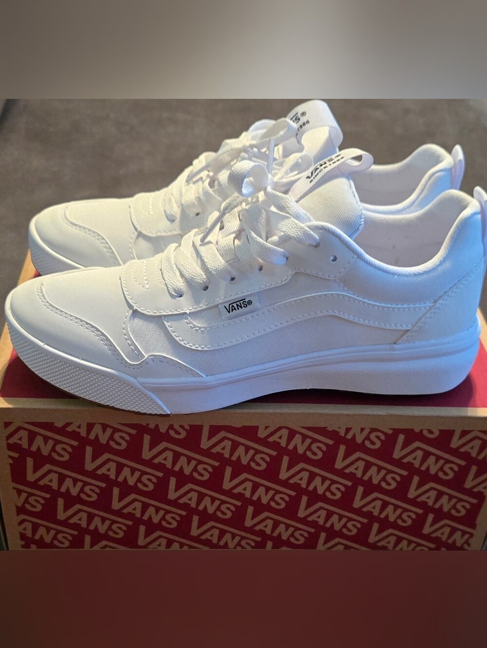Vans Women's Range EXP Sneakers in "Triple White 8.5 Womens